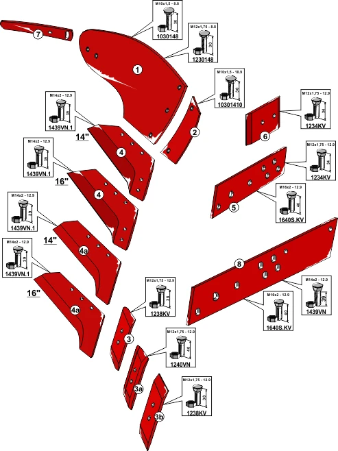 Explosionszeichnung Vogel und Noot Pflugkörper Typ UN400